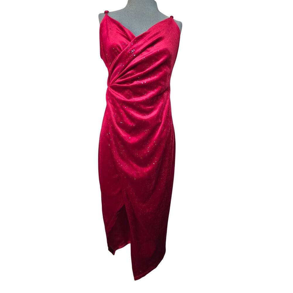 Red Velvet Glitter Sleeveless Dress Size Medium